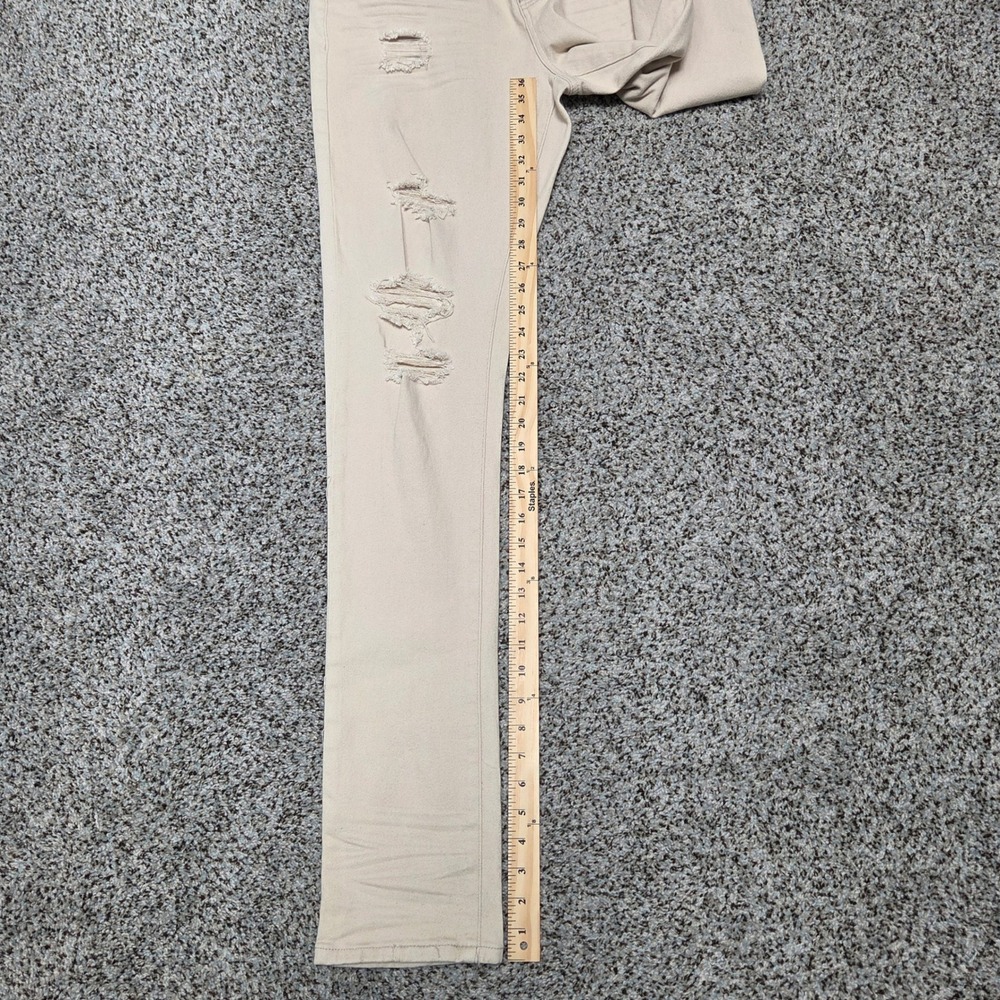 Rue21 Stacked Skinny Distressed Jeans Supreme Flex Tan Size 34x32 - Picture 6 of 9